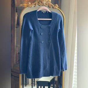 Vince Cashmere Wool Blend Navy Double-Breasted Women's Cardigan Sweater